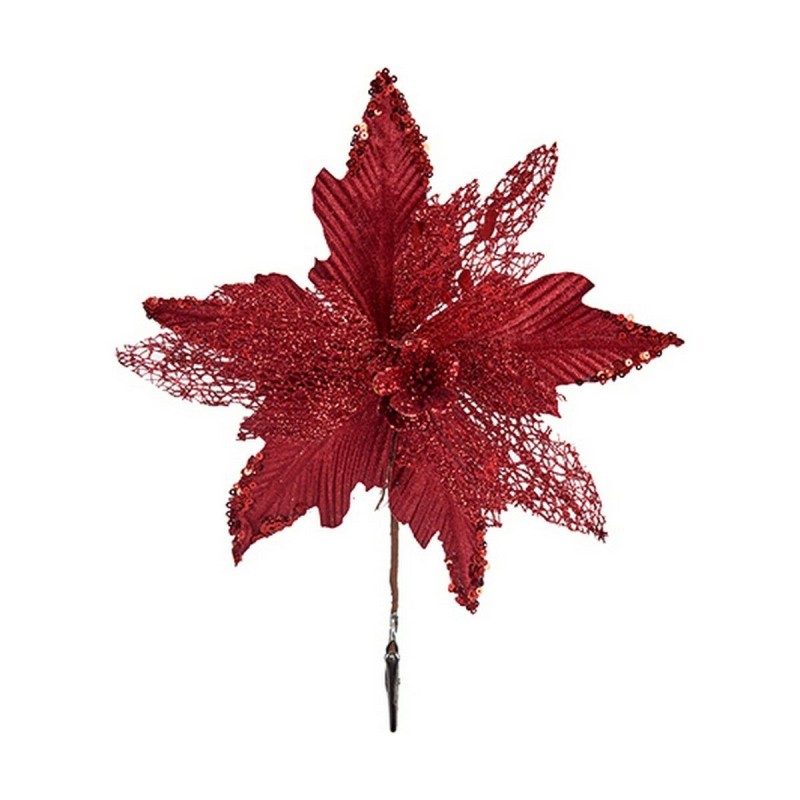 Fleur décorative Noël Rouge Plastique (Ø 25 x 27 cm) - Acheter à 2,71 € seulement chez Collector's Boutique