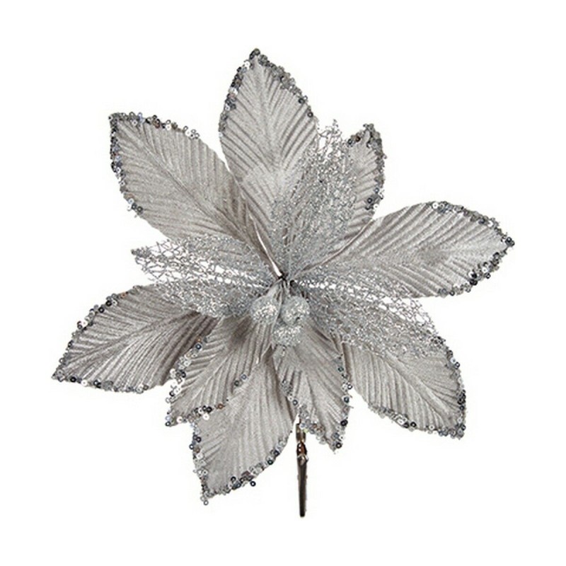 Fleur décorative Noël 25 cm Argenté Plastique - Acheter à 2,71 € seulement chez Collector's Boutique