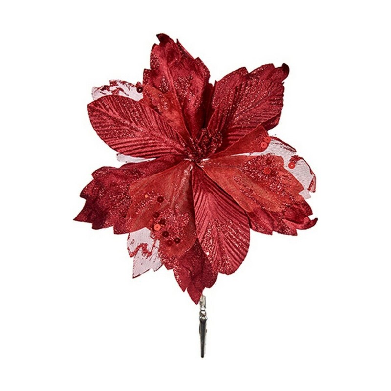 Fleur décorative Tissu Noël 25 cm Plastique Bordeaux - Acheter à 2,71 € seulement chez Collector's Boutique