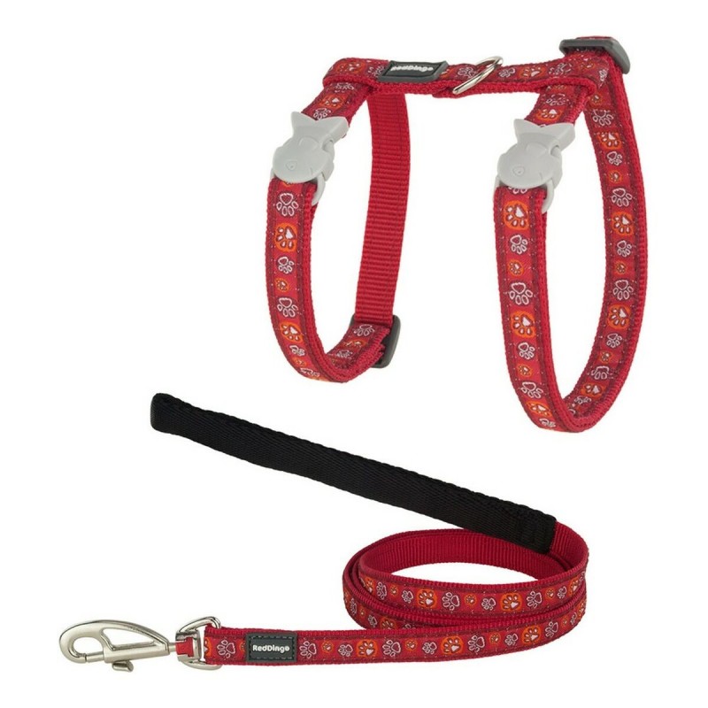 Harnais pour chat Red Dingo Style Rouge Sangle Empreinte d'animal - Acheter à 16,06 € seulement chez Collector's Boutique