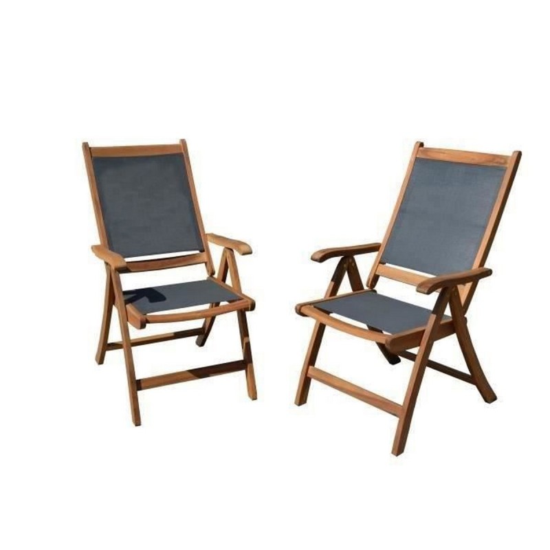 Chaise de jardin Bois d'acacia Textile Gris (2 Unités) (59 x 45,5 x 75,5 cm) - Acheter à 135,37 € seulement chez Collector's Bou