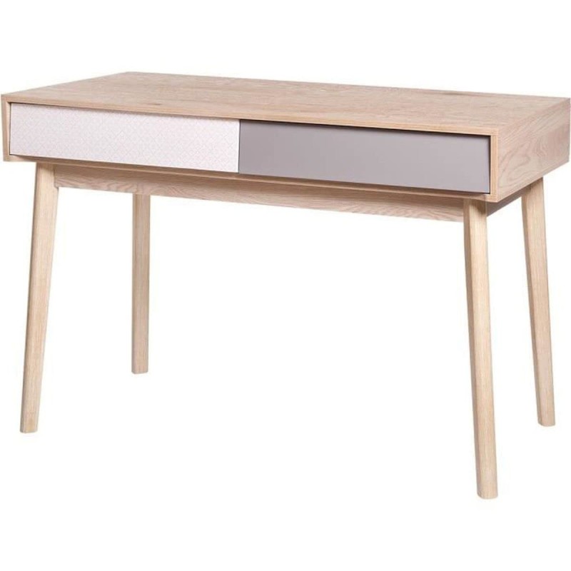 Bureau New Sofia Gris Blanc 2 tiroirs Scandinave Chêne (120 x 55 x 78 cm ) - Acheter à 135,37 € seulement chez Collector's Bouti