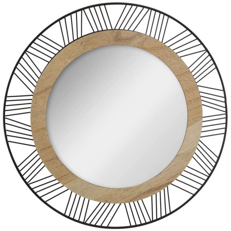 Miroir mural Atmosphera Naturel Rond Métal Bois Ø 45 cm Noir - Acheter à 30,00 € seulement chez Collector's Boutique