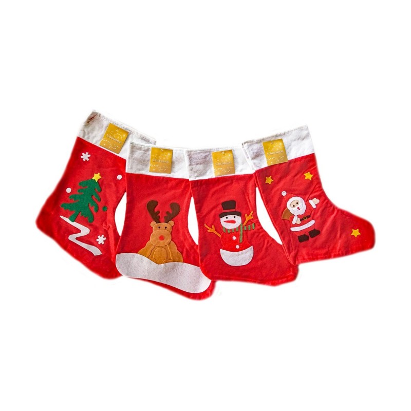 Chaussette de Noël Rouge Textile Décorations de Noël (48 cm) - Acheter à 2,54 € seulement chez Collector's Boutique