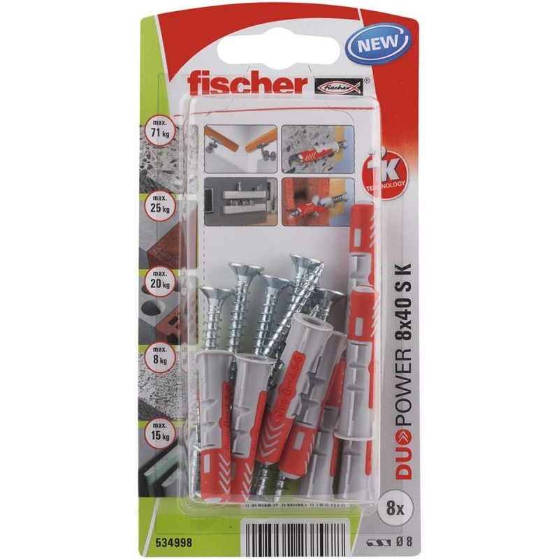 Chevilles et vis Fischer Duopower 534998 8 x 40 mm 8 Pièces - Acheter à 5,33 € seulement chez Collector's Boutique