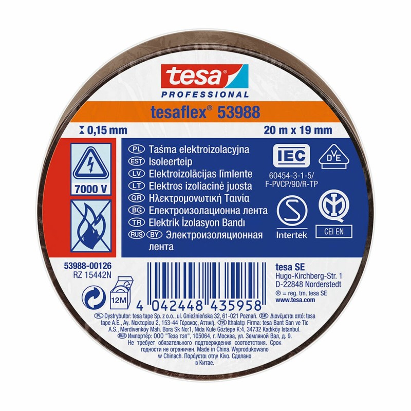 Ruban isolant TESA Tesaflex 53988 Marron (20 m x 19 mm) - Acheter à 2,60 € seulement chez Collector's Boutique