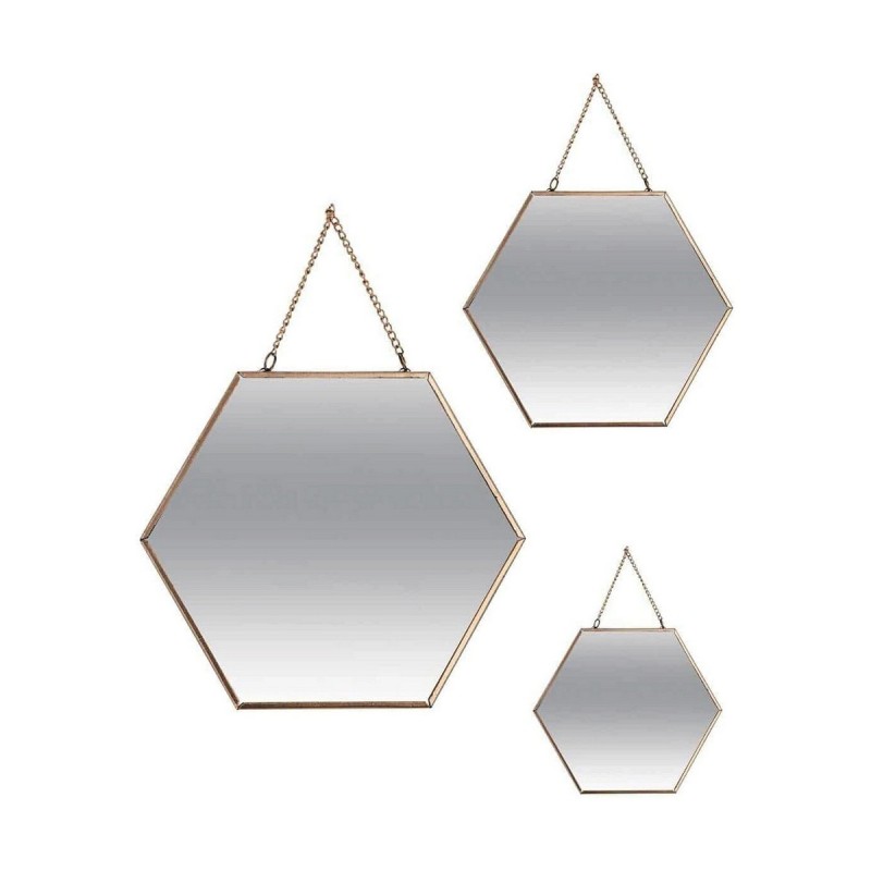 Ensemble de miroirs Atmosphera Hexagonal Doré Métal (3 Pièces) - Acheter à 19,37 € seulement chez Collector's Boutique